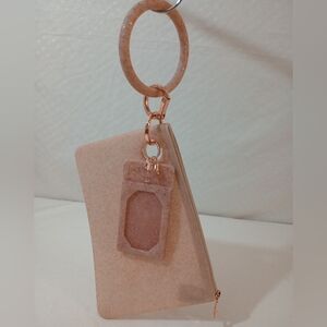Oventure Pouch ID Card Holder Sleek Silicone in Rose Gold Glitter